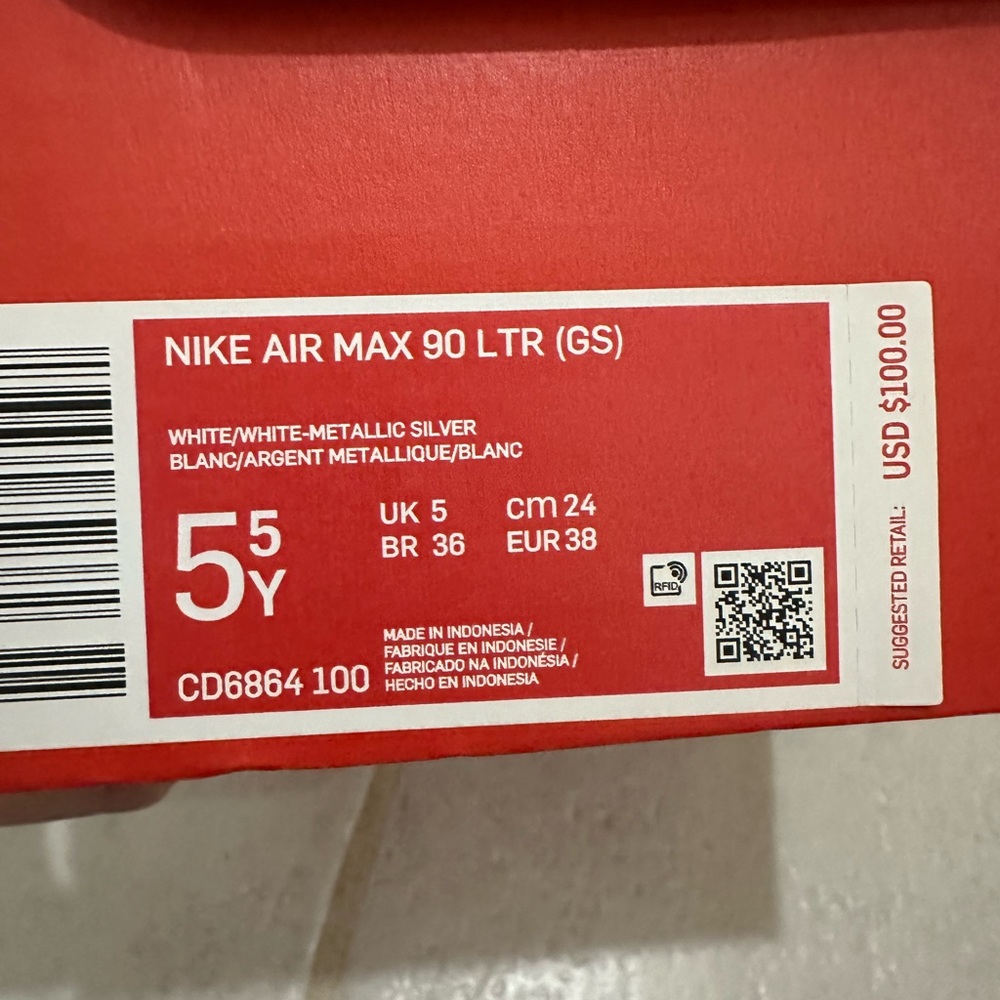 White Leather Nike Air Max 90 LTR